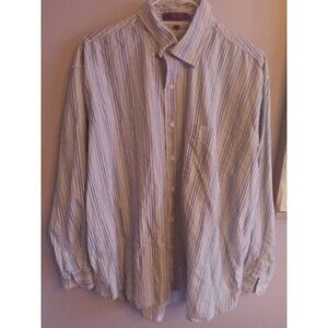 Alan Flusser Shirt Men  L  Multicolor Striped Button up Long Sleeve 100% Cotton